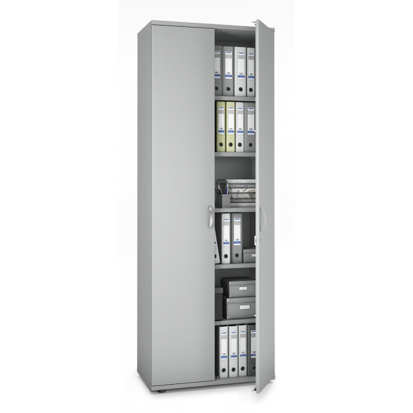 4251635600455 - Flügeltürenschrank MULTI M pro 250423 abschließbar 6 Hängeregistraturen lichtgrau 80x225x42cm (BxHxT) 4251635600455 Deskin