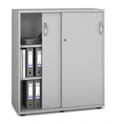 Schiebet&uuml;renschrank MULTI M pro 250312, abschlie&szlig;bar, 2x3 OH, lichtgrau, 100x114x42cm (BxHxT)