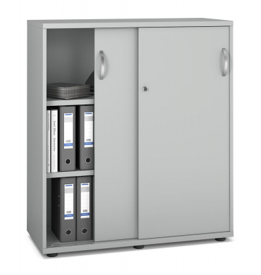 Schiebet&uuml;renschrank MULTI M pro 250312, abschlie&szlig;bar, 2x3 OH, lichtgrau, 100x114x42cm (BxHxT)