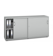 Schiebet&uuml;renschrank MULTI M pro 272588, abschlie&szlig;bar, 2 OH, lichtgrau, 160x78x42cm (BxHxT)