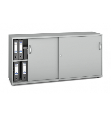 Schiebet&uuml;renschrank MULTI M pro 272588, abschlie&szlig;bar, 2 OH, lichtgrau, 160x78x42cm (BxHxT)