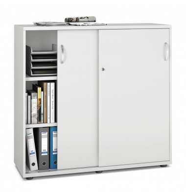 Schiebet&uuml;renschrank MULTI M pro 252594, abschlie&szlig;bar, 2x3 OH, wei&szlig;, 120x114x42cm (BxHxT)