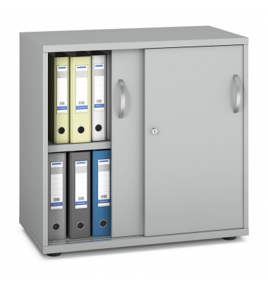 Schiebet&uuml;renschrank MULTI M pro 250715, abschlie&szlig;bar, 2 OH, lichtgrau, 80x78x42cm (BxHxT)