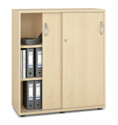 Schiebet&uuml;renschrank MULTI M pro 250313, abschlie&szlig;bar, 2x3 OH, ahorn, 100x114x42cm (BxHxT)