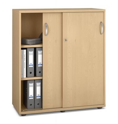 Schiebet&uuml;renschrank MULTI M pro 250314, abschlie&szlig;bar, 2x3 OH, buche, 100x114x42cm (BxHxT)