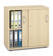 Schiebet&uuml;renschrank MULTI M pro 250321, abschlie&szlig;bar, 2 OH, ahorn, 80x78x42cm (BxHxT)