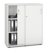 Schiebet&uuml;renschrank MULTI M pro 252578, abschlie&szlig;bar, 2x3 OH, wei&szlig;, 120x114x42cm (BxHxT)