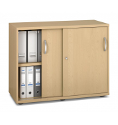 Schiebet&uuml;renschrank MULTI M pro 250310, abschlie&szlig;bar, 2x2 OH, buche, 100x78x42cm (BxHxT)