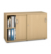 Schiebet&uuml;renschrank MULTI M pro 250323, abschlie&szlig;bar, 2x2 OH, buche, 120x78x42cm (BxHxT)