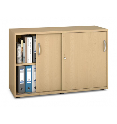 Schiebet&uuml;renschrank MULTI M pro 250323, abschlie&szlig;bar, 2x2 OH, buche, 120x78x42cm (BxHxT)