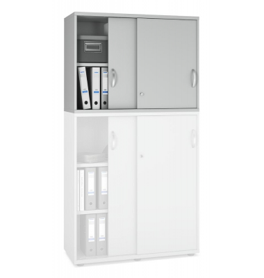 Aufsatzschrank MULTI M pro 250550, abschlie&szlig;bar, 2x2 OH, lichtgrau, 100x75x42cm (BxHxT)