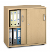 Schiebet&uuml;renschrank MULTI M pro 250320, abschlie&szlig;bar, 2 OH, buche, 80x78x42cm (BxHxT)