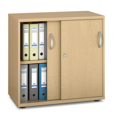 Schiebet&uuml;renschrank MULTI M pro 250320, abschlie&szlig;bar, 2 OH, buche, 80x78x42cm (BxHxT)