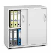 Schiebet&uuml;renschrank MULTI M pro 252602, abschlie&szlig;bar, 2 OH, wei&szlig;, 80x78x42cm (BxHxT)