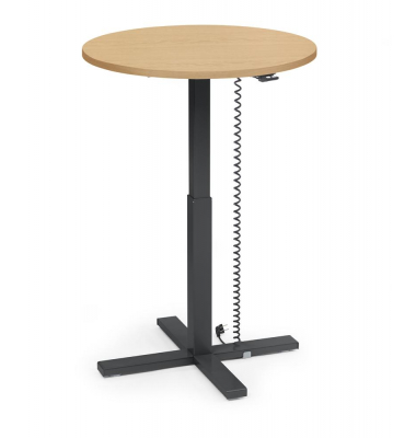 Sitz-Steh-Schreibtisch MODUL Monosäule, elektrisch höhenverstellbar, 71,5-120,5cm (H), 80x80cm (BxT), rund, buche / schwarz