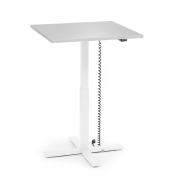 Sitz-Steh-Schreibtisch MODUL Monosäule, elektrisch höhenverstellbar, 71,5-120,5cm (H), 80x80cm (BxT), quadratisch, lichtgrau / weiß