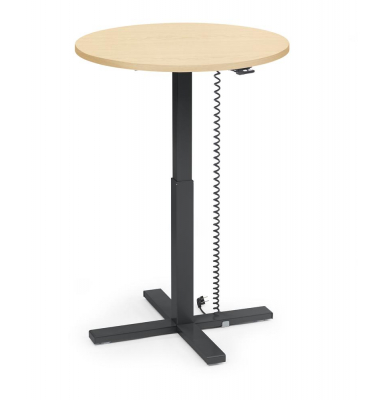 Sitz-Steh-Schreibtisch MODUL Monosäule, elektrisch höhenverstellbar, 71,5-120,5cm (H), 80x80cm (BxT), rund, ahorn / schwarz