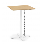 Sitz-Steh-Schreibtisch MODUL Monosäule, elektrisch höhenverstellbar, 71,5-120,5cm (H), 80x80cm (BxT), quadratisch, buche / weiß