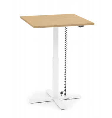 Sitz-Steh-Schreibtisch MODUL Monosäule, elektrisch höhenverstellbar, 71,5-120,5cm (H), 80x80cm (BxT), quadratisch, buche / weiß