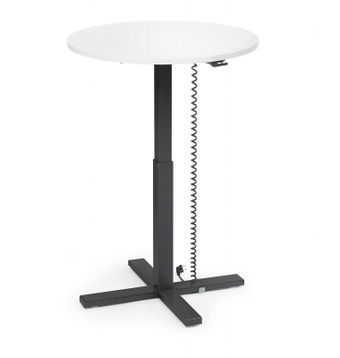 Sitz-Steh-Schreibtisch MODUL Monosäule, elektrisch höhenverstellbar, 71,5-120,5cm (H), 80x80cm (BxT), rund, weiß / schwarz