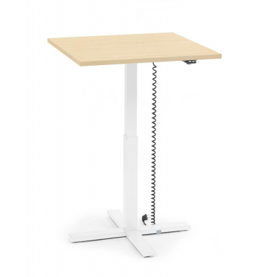 Sitz-Steh-Schreibtisch MODUL Monosäule, elektrisch höhenverstellbar, 71,5-120,5cm (H), 80x80cm (BxT), quadratisch, ahorn / weiß