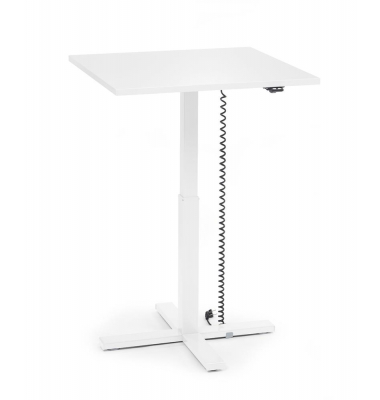 Sitz-Steh-Schreibtisch MODUL Monosäule, elektrisch höhenverstellbar, 71,5-120,5cm (H), 80x80cm (BxT), quadratisch, weiß / weiß