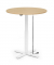 Sitz-Steh-Schreibtisch MODUL Monosäule, elektrisch höhenverstellbar, 71,5-120,5cm (H), 100x80cm (BxT), rund, buche / weiß