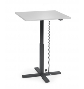 Sitz-Steh-Schreibtisch MODUL Monosäule, elektrisch höhenverstellbar, 71,5-120,5cm (H), 80x80cm (BxT), quadratisch, lichtgrau / schwarz