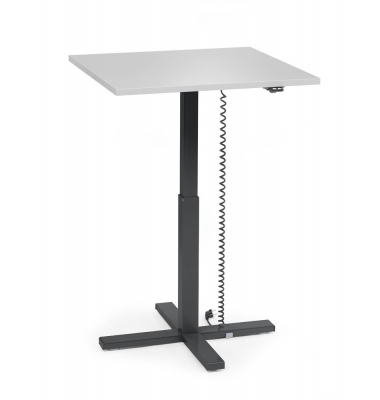 Sitz-Steh-Schreibtisch MODUL Monosäule, elektrisch höhenverstellbar, 71,5-120,5cm (H), 80x80cm (BxT), quadratisch, lichtgrau / s
