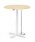 Sitz-Steh-Schreibtisch MODUL Monosäule, elektrisch höhenverstellbar, 71,5-120,5cm (H), 100x80cm (BxT), rund, ahorn / weiß