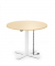 Sitz-Steh-Schreibtisch MODUL Monosäule, elektrisch höhenverstellbar, 71,5-120,5cm (H), 100x80cm (BxT), rund, ahorn / weiß