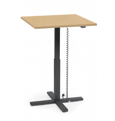 Sitz-Steh-Schreibtisch MODUL Monosäule, elektrisch höhenverstellbar, 71,5-120,5cm (H), 80x80cm (BxT), quadratisch, buche / schwa