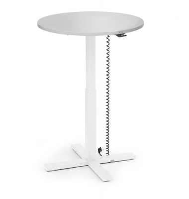 Sitz-Steh-Schreibtisch MODUL Monosäule, elektrisch höhenverstellbar, 71,5-120,5cm (H), 80x80cm (BxT), rund, lichtgrau / weiß