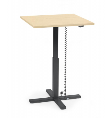 Sitz-Steh-Schreibtisch MODUL Monosäule, elektrisch höhenverstellbar, 71,5-120,5cm (H), 80x80cm (BxT), quadratisch, ahorn / schwa