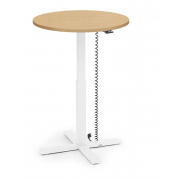 Sitz-Steh-Schreibtisch MODUL Monosäule, elektrisch höhenverstellbar, 71,5-120,5cm (H), 80x80cm (BxT), rund, buche / weiß
