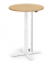 Sitz-Steh-Schreibtisch MODUL Monosäule, elektrisch höhenverstellbar, 71,5-120,5cm (H), 80x80cm (BxT), rund, buche / weiß
