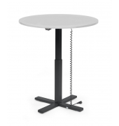 Sitz-Steh-Schreibtisch MODUL Monosäule, elektrisch höhenverstellbar, 71,5-120,5cm (H), 100x80cm (BxT), rund, lichtgrau / schwarz