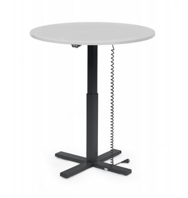 Sitz-Steh-Schreibtisch MODUL Monosäule, elektrisch höhenverstellbar, 71,5-120,5cm (H), 100x80cm (BxT), rund, lichtgrau / schwarz