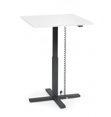 Sitz-Steh-Schreibtisch MODUL Monosäule, elektrisch höhenverstellbar, 71,5-120,5cm (H), 80x80cm (BxT), quadratisch, weiß / schwar