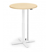 Sitz-Steh-Schreibtisch MODUL Monosäule, elektrisch höhenverstellbar, 71,5-120,5cm (H), 80x80cm (BxT), rund, ahorn / weiß
