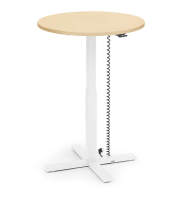 Sitz-Steh-Schreibtisch MODUL Monosäule, elektrisch höhenverstellbar, 71,5-120,5cm (H), 80x80cm (BxT), rund, ahorn / weiß