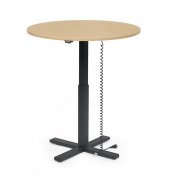 Sitz-Steh-Schreibtisch MODUL Monosäule, elektrisch höhenverstellbar, 71,5-120,5cm (H), 100x80cm (BxT), rund, buche / schwarz
