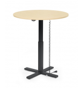 Sitz-Steh-Schreibtisch MODUL Monosäule, elektrisch höhenverstellbar, 71,5-120,5cm (H), 100x80cm (BxT), rund, ahorn / schwarz
