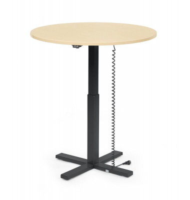 Sitz-Steh-Schreibtisch MODUL Monosäule, elektrisch höhenverstellbar, 71,5-120,5cm (H), 100x80cm (BxT), rund, ahorn / schwarz
