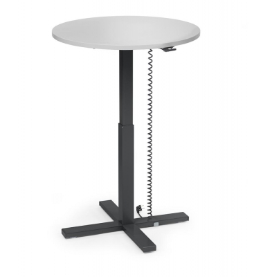Sitz-Steh-Schreibtisch MODUL Monosäule, elektrisch höhenverstellbar, 71,5-120,5cm (H), 80x80cm (BxT), rund, lichtgrau / schwarz