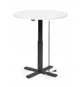 Sitz-Steh-Schreibtisch MODUL Monosäule, elektrisch höhenverstellbar, 71,5-120,5cm (H), 100x80cm (BxT), rund, weiß / schwarz
