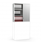 Aufsatzschrank MULTI M pro 253928, abschlie&szlig;bar, 3 OH, lichtgrau/alusilber, 100x111x42cm (BxHxT)