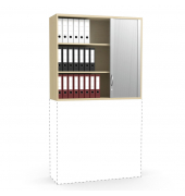 Aufsatzschrank MULTI M pro 257429, abschlie&szlig;bar, 2x3 OH, buche/alusilber, 120x111x42cm (BxHxT)