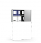 Aufsatzschrank MULTI M pro 257425, abschlie&szlig;bar, 2x2 OH, lichtgrau/alusilber, 120x75x42cm (BxHxT)