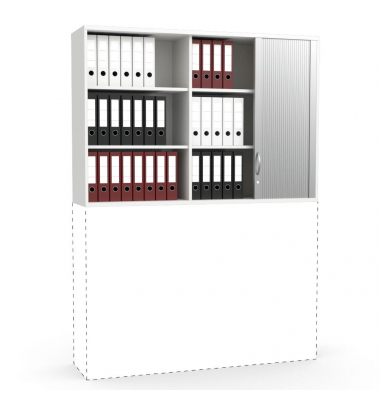 Aufsatzschrank MULTI M pro 272631, abschlie&szlig;bar, 2x3 OH, wei&szlig;/alusilber, 160x111x42cm (BxHxT)